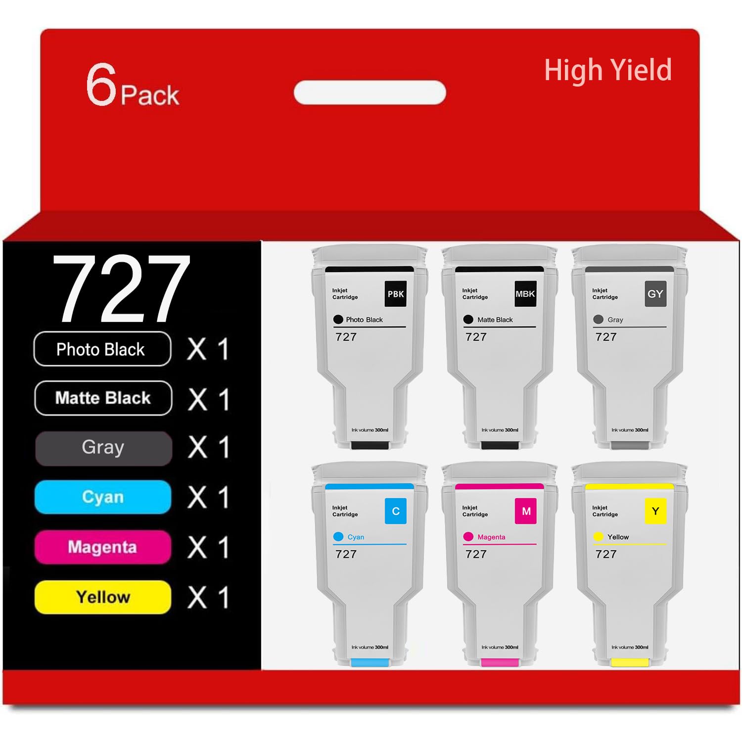 Amazon.com: GTPRI 727 Compatible for HP 727 Ink Cartridge 300ML